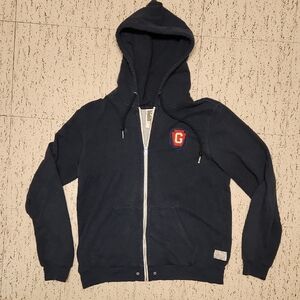 G-Star Raw Dark Blue Embroidered Full Zip Fifties Hooded Vest Sweater Hoodie